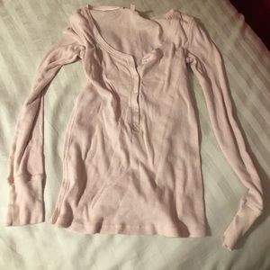 VS light pink long sleeve button up henley